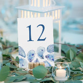 Blue Oyster Watercolor Wedding Tischnummer