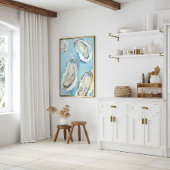 Blue Oysters Kitchen Coastal Seafood Wall Art Poster
