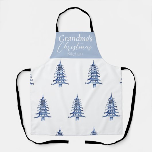 Blue Pagoda Custom Christmas Tree Schürze (Vorderseite)