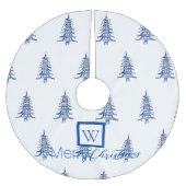 Blue Pagoda Weihnachtsbaum Mit Monogramm Muster Polyester Weihnachtsbaumdecke (Vorderseite)
