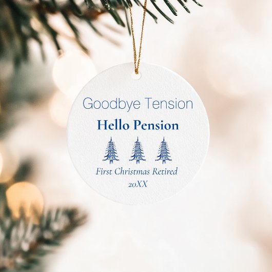 Blue Pagoda Weihnachtsbaumen Rente 1-Foto Keramik Ornament