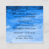 Blue Paint Camera Sunflower Wedding Fotograf Quadratische Visitenkarte (Rückseite)