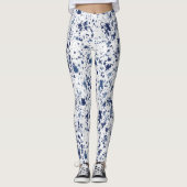 Blue Paint Splash And Splatter Pattern Leggings (Vorderseite)