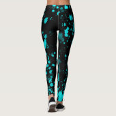 Blue Paint Spritzer auf Schwarzen Leggings (Rückseite)