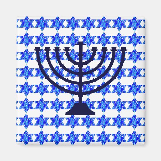 Blue Paint Spritzer Jewish Star Magnet (Vorne)