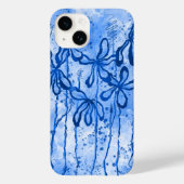 Blue Paint Spritzer & Lilies Case-Mate iPhone Hülle (Rückseite)