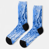 Blue Paint Spritzer & Lilies Socken (Linkes Detail)