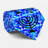 Blue Paint Spritzer Menorah Krawatte (Gerollt)