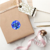 Blue Paint Spritzer Menorah Runder Aufkleber (Schenken)