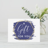 Blue Paint Stroke & Modern Gold Certificate Card Einladung (Stehend Vorderseite)