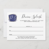 Blue Paint Stroke & Modern Gold Certificate Card Einladung (Rückseite)