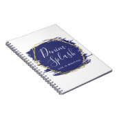 Blue Paint Stroke & Modern Gold Geometric Chic Notizblock (Rechte Seite)