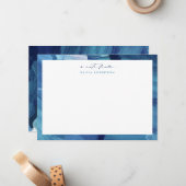 Blue Painted Abstract Art Stationery Note card Mitteilungskarte (Vorderseite/Rückseite Beispiel)