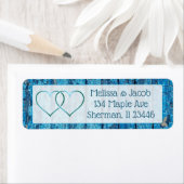 Blue Painted Distressed Wood Wedding Address Label (Insitu)