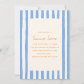 Blue Painted Stripe Yellow Summer Soiree Party Einladung (Vorderseite)