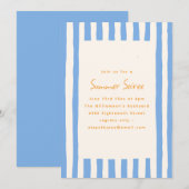 Blue Painted Stripe Yellow Summer Soiree Party Einladung (Vorne/Hinten)