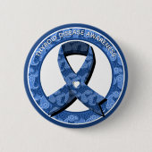 Blue Paisley Awareness Blue Ribbon Button (Vorderseite)