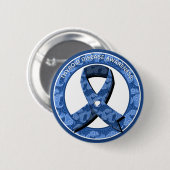 Blue Paisley Awareness Blue Ribbon Button (Vorne & Hinten)