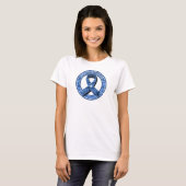 Blue Paisley Awareness Blue Ribbon Weißes Herz T-Shirt (Vorne ganz)