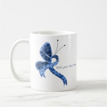 Blue Paisley Awareness Ribbon Butterfly Kaffee Tas