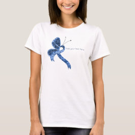 Blue Paisley Awareness Ribbon Butterfly T - Shirt