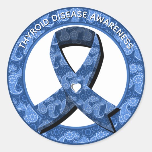 Blue Paisley Awareness Ribbon Runder Aufkleber (Vorderseite)