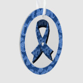 Blue Paisley Awareness Ribbon White Heart Ornament (Vorderseite)