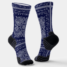 Blue Paisley Bandana Print Socks Socken