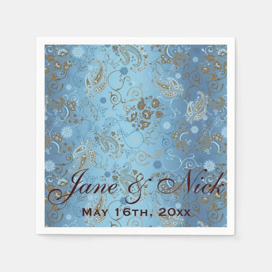 Blue Paisley Brautparty Serviette (Vorderseite)