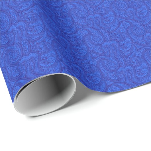 Blue Paisley Geschenkpapier (Rolleneckpunkt)