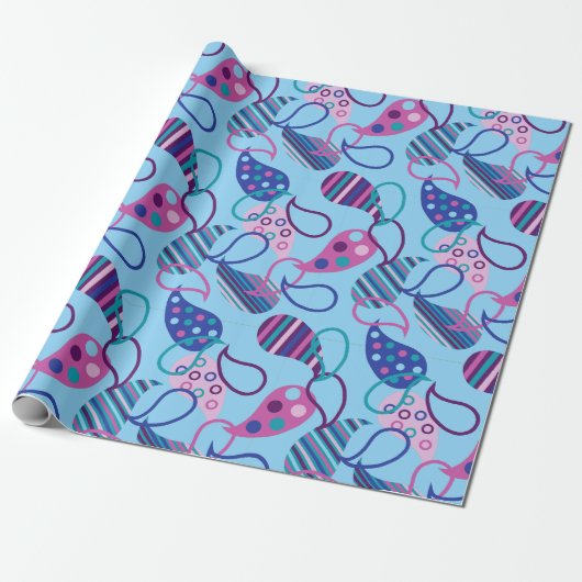 Blue Paisley Geschenkpapier (Ungerollt)