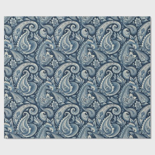 Blue Paisley Geschenkpapier (Flach)