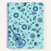 Blue Paisley Guitar Spiral Notebook Notizblock (Vorderseite)