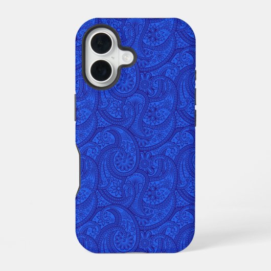 Blue Paisley iPhone 16 Hülle (Rückseite)
