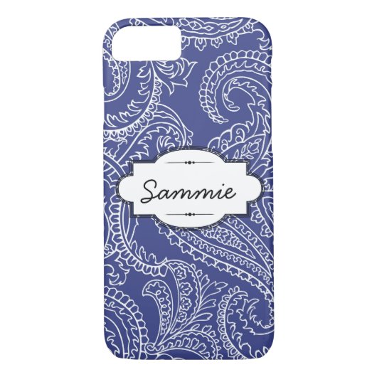 Blue Paisley iPhone 7 Barely There Case (Rückseite)