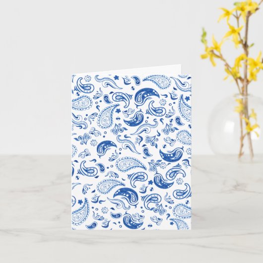 Blue Paisley Karte (Gelbe Blume)