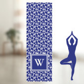 Blue Paisley on White Pattern Yoga Mat Yogamatte