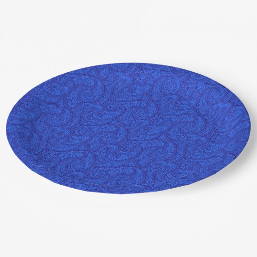 Blue Paisley Pappteller (Schrägansicht)