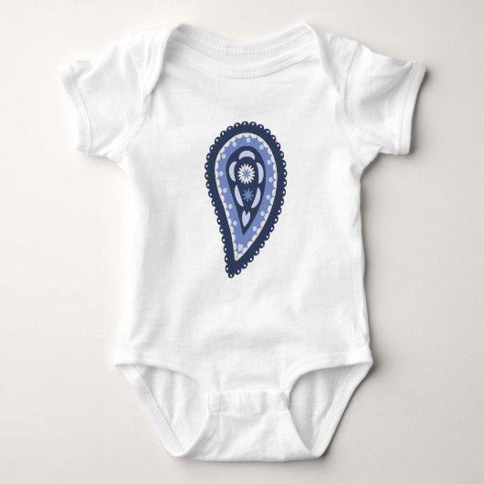 Blue Paisley Pattern Baby Strampler (Vorderseite)