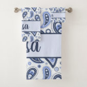 Blue Paisley Pattern Badhandtuch Set (Insitu)