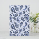 Blue Paisley Pattern Briefpapier (Stehend Vorderseite)