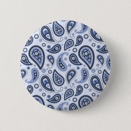 Blue Paisley Pattern Button (Vorderseite)