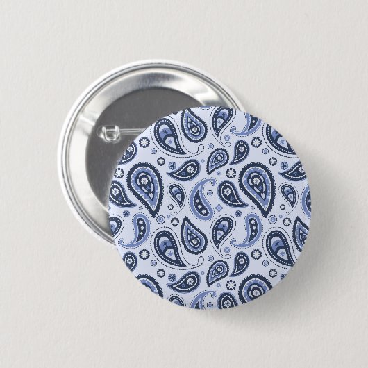 Blue Paisley Pattern Button (Vorne & Hinten)