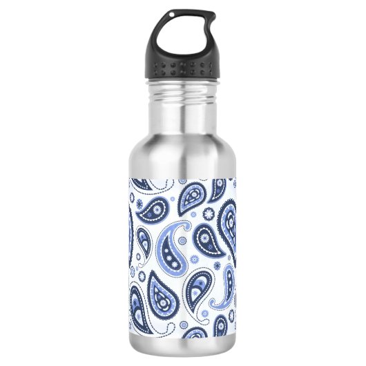 Blue Paisley Pattern Edelstahlflasche (Vorderseite)