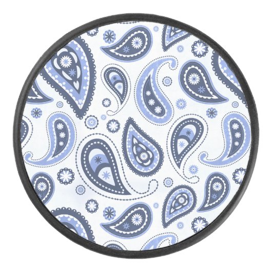 Blue Paisley Pattern Eishockey Puck (Vorderseite)