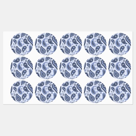 Blue Paisley Pattern Etiketten (Blatt)