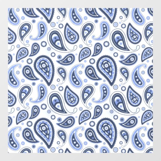 Blue Paisley Pattern Fensteraufkleber (Blatt)