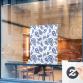 Blue Paisley Pattern Fensteraufkleber (Café-Fenster)