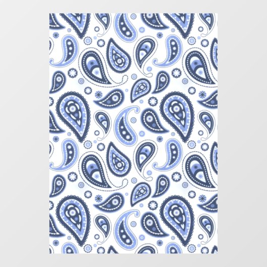 Blue Paisley Pattern Fensteraufkleber (Blatt)