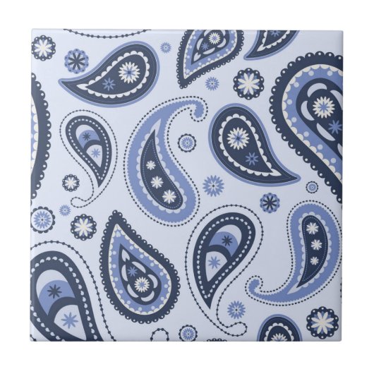 Blue Paisley Pattern Fliese (Vorderseite)